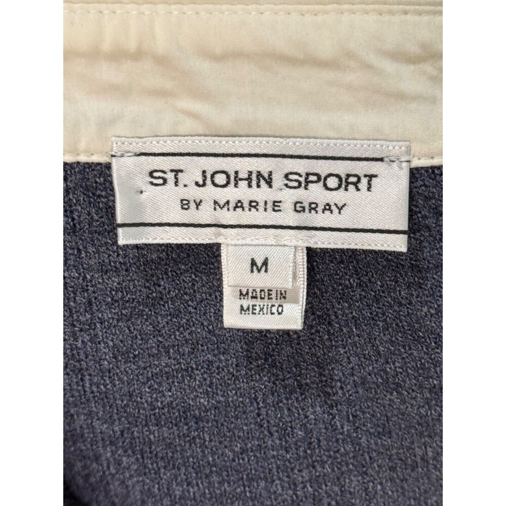ST. JOHN Sport by Marie Gray Long Sleeve Sweater Gray Cream Womens Wool Rayon - Picture 8 of 8